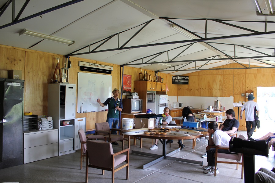 A photograph of inside the Yarra Bowmen club house